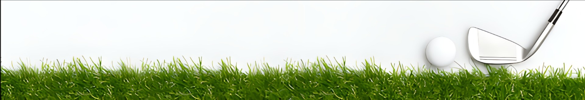 banner för hemsidan. gräsmatta med en vit golfboll och en golfklubba